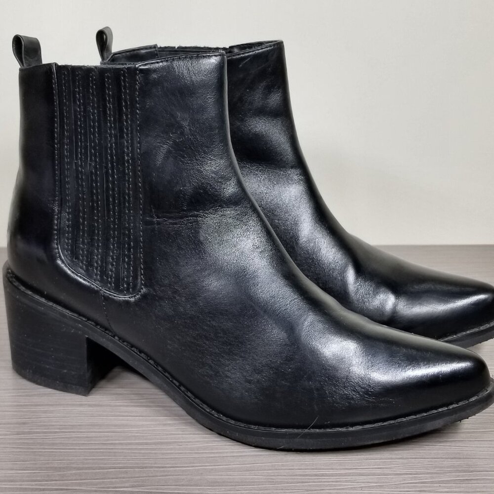 Blondo Elvina Waterproof Bootie, Black Leather, Women Size 8 M